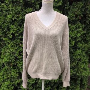 Aritzia TNA cotton blend Oversized Tan Sweater S fits like M